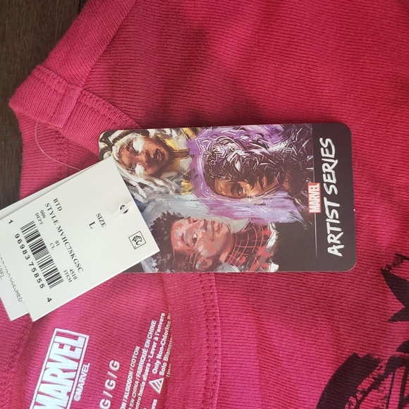 NWT Marvel women's top dark pink/maroon tie-dye design size large - Picture 6 of 7